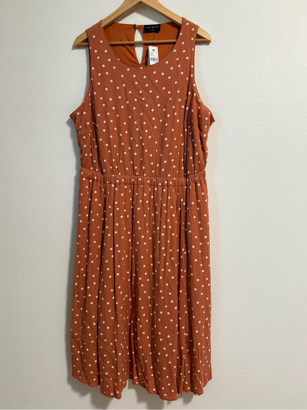 New With Tags Lane Bryant Rust Polka Dot Sleeveless Dress Size 18